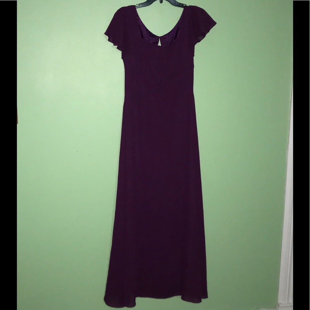 Purple formal short sleeve full length dress